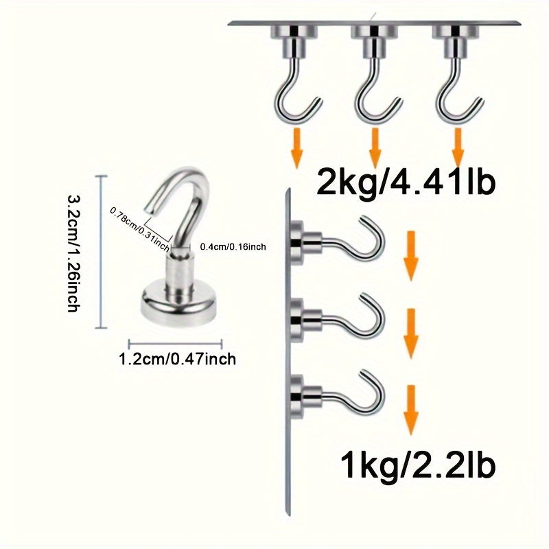 10pcs Strong Magnetic Hooks 11 34KG Heavy Duty For Hanging Grill Kitchen Fridge
