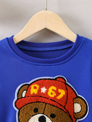 Boys Casual Bear Embroidered Pullover Sweatshirt