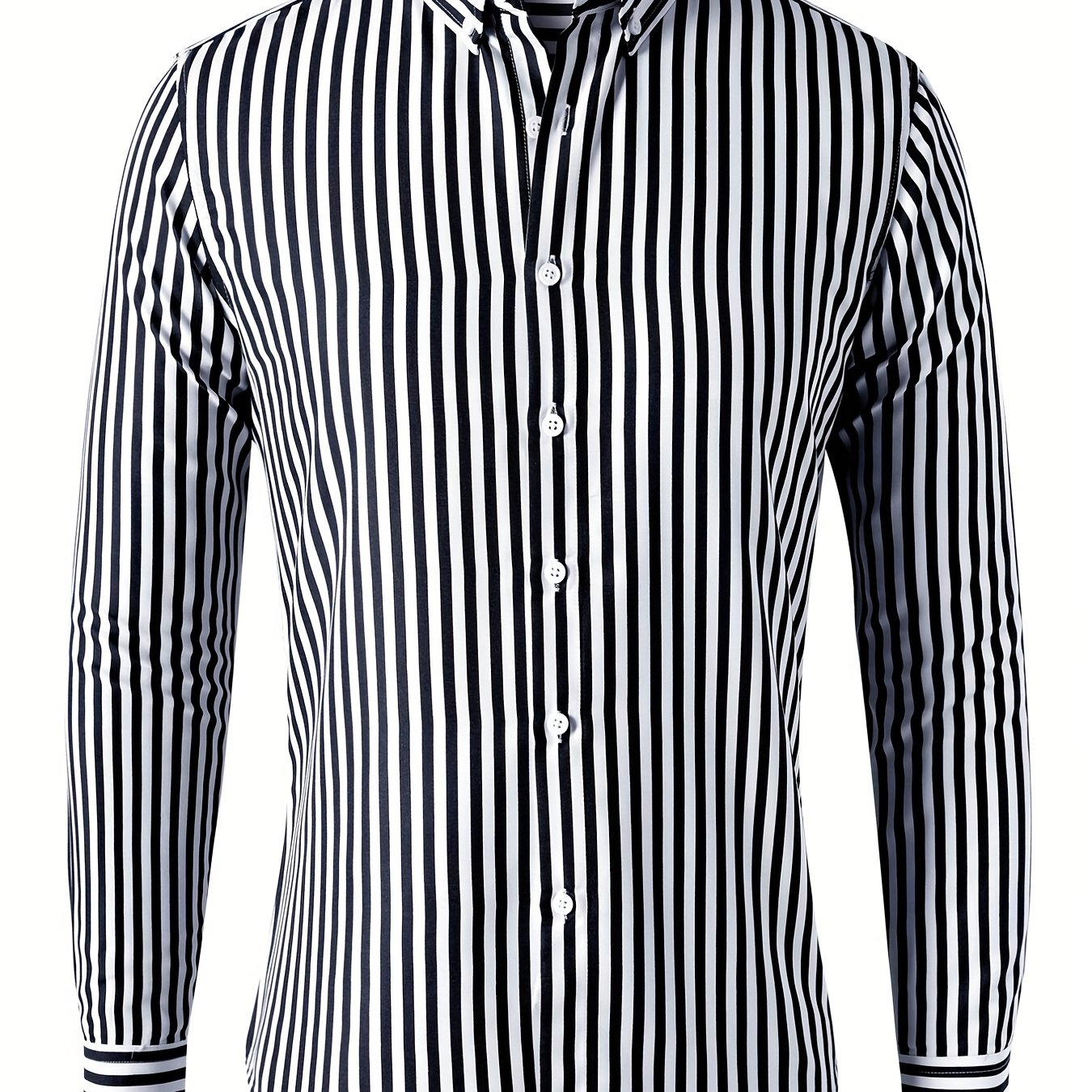 Men's Stripe Print Button Up Shirt