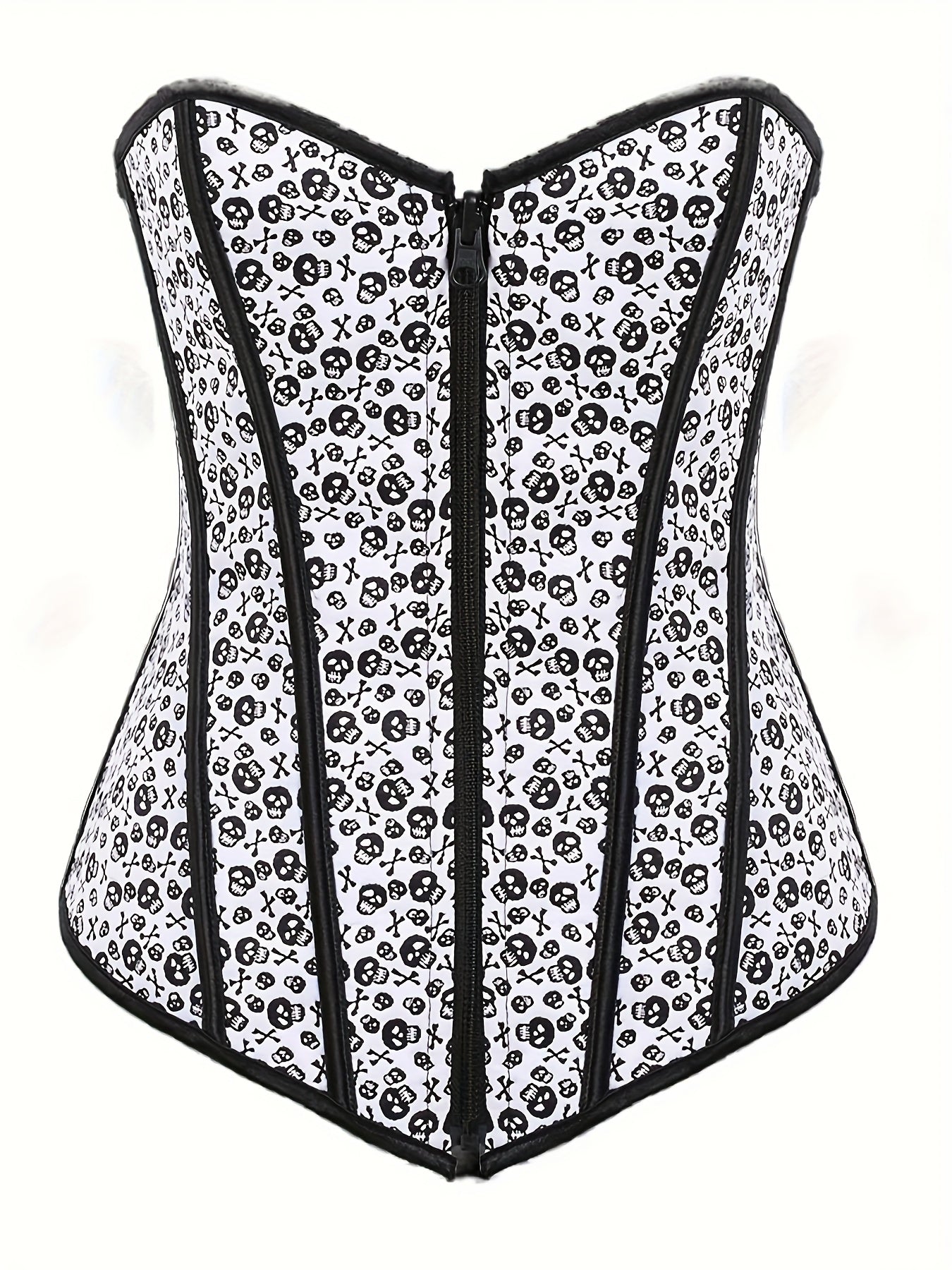 Skull Print Strapless Corset Tummy Control Slimmer Zipper Body Shaper
