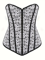 Skull Print Strapless Corset Tummy Control Slimmer Zipper Body Shaper