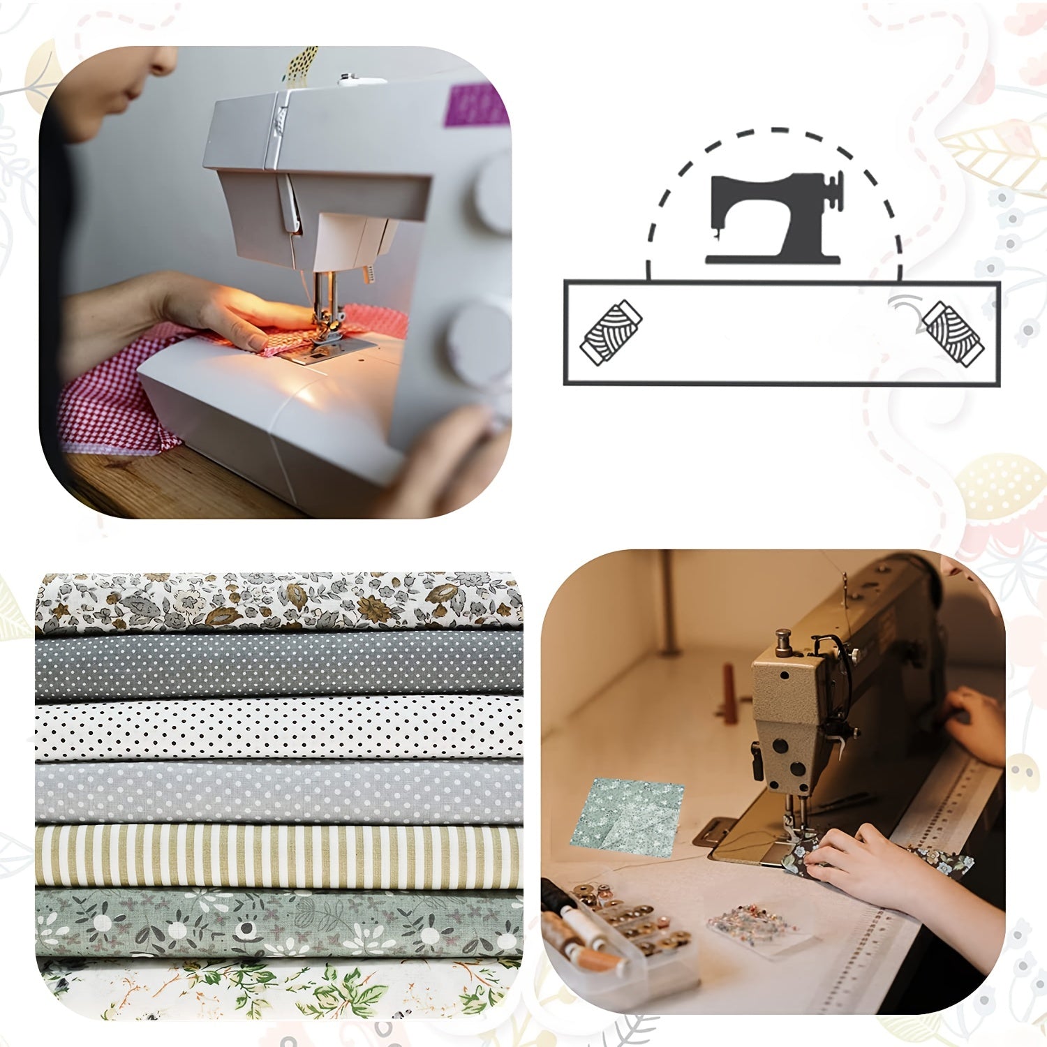 7pcs 24 89 24 Gray Fabric Square Printing Process Quilted Fabric