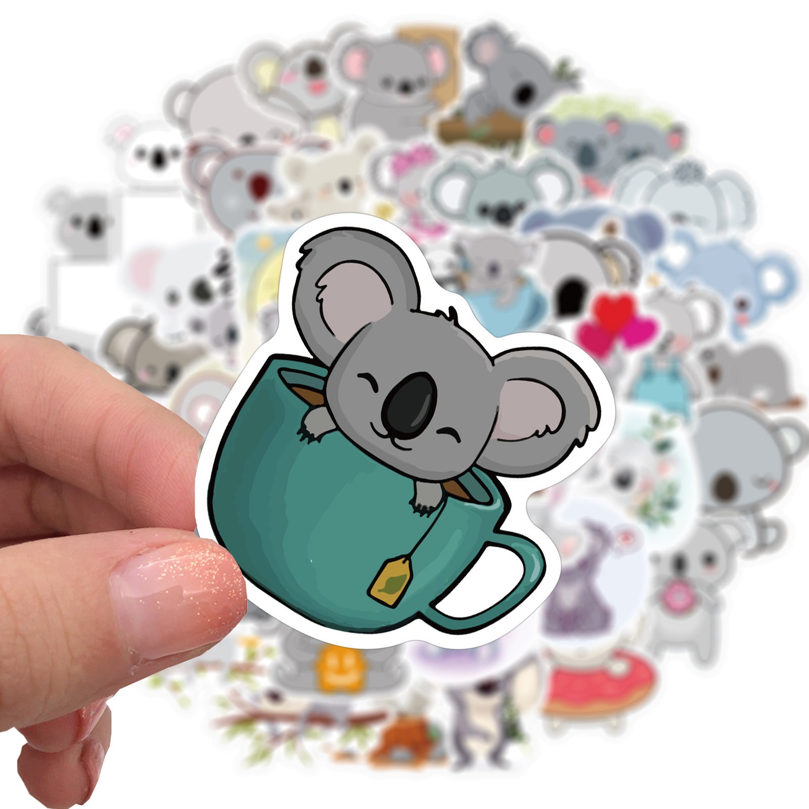 50pcs Koala Cartoon Vinyl Stickers Reusable for Laptops Phones Guitars & More
