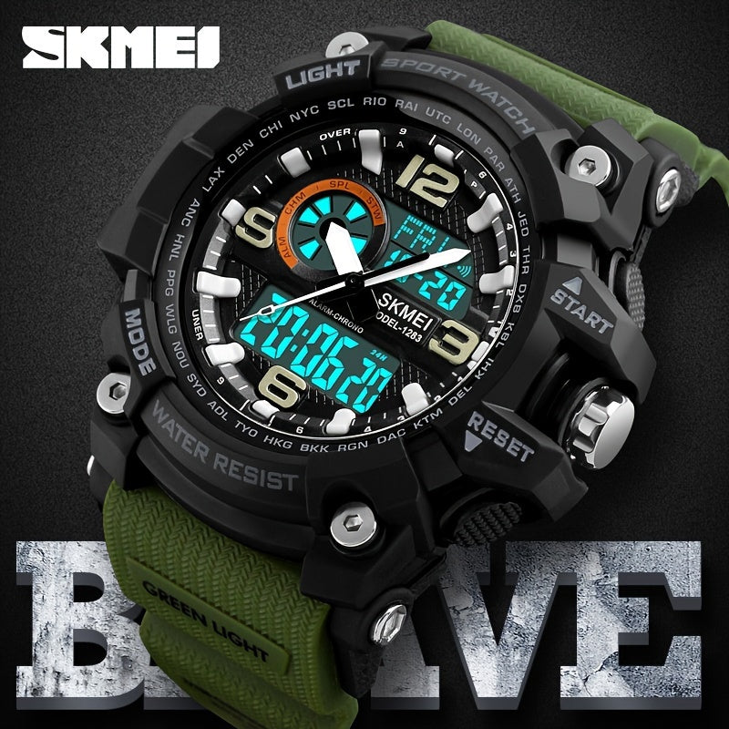 Waterproof Dual Time Electronic Watch Military Outdoor Stopwatch LED Sports