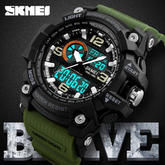 Waterproof Dual Time Electronic Watch Military Outdoor Stopwatch LED Sports