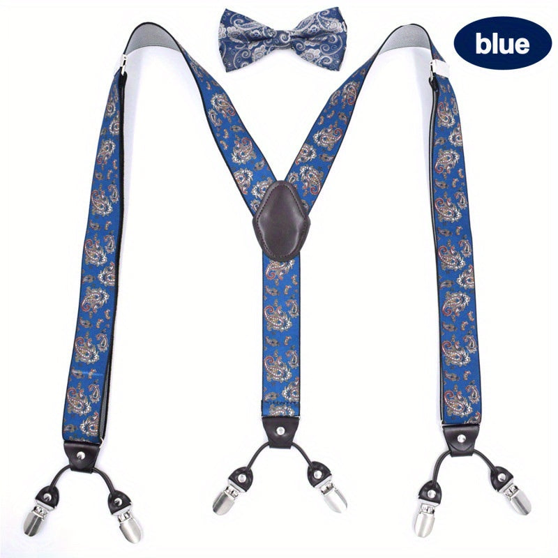 Retro Bow Tie Set with Anti-slip Suspenders