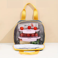 Japanese Style Insulated Lunch Bag Bento Tote Aluminum Foil Yellow Zipper