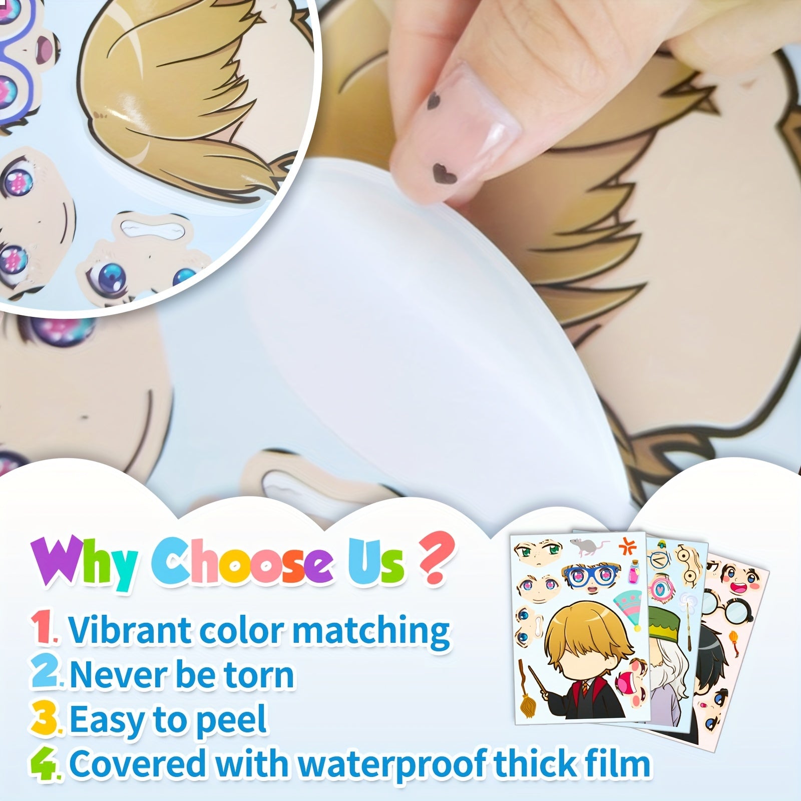 6pcs Make A Face DIY Puzzle Stickers Graffiti Puzzle Cartoon Stickers