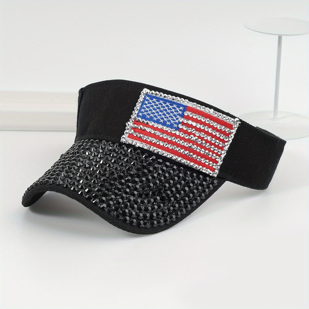 Rhinestone Visor Hat Flag Patch Sun Hat Baseball Cap
