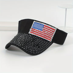 Rhinestone Visor Hat Flag Patch Sun Hat Baseball Cap