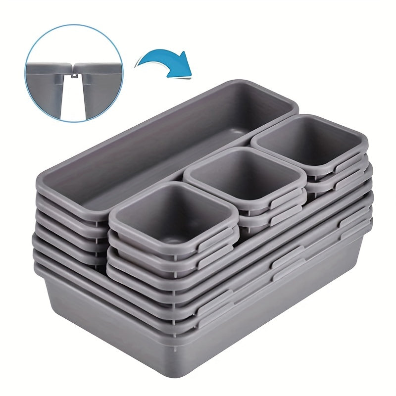 15pcs Interlocking Desk Drawer Organizer Separator