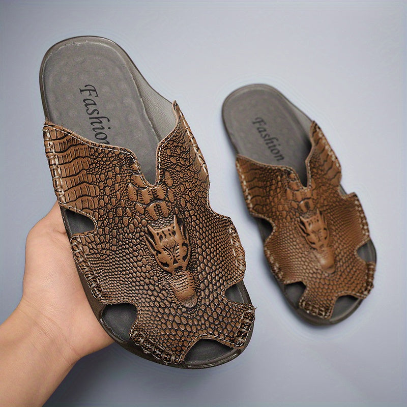 Men's Stitch Non Slip Slippers Closed Toe Rubber Sole Wear-resistant