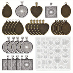 31pcs Time Gemstone Shape DIY Pendant Silicone Mold Set For Jewelry Making