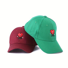 Bad Rabbit Embroidery Baseball Cap Solid Cartoon Heart Pattern Dad Hat
