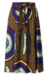 Graphic Print Pleated Skirts Boho Tie Front Summer Skirts Women's Clothing