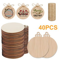 Wooden Christmas Ornaments DIY Craft Supplies 50m Jute Line 3.5inch