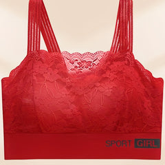 Scallop Trim Wireless Bra, Breathable Lace Lingerie