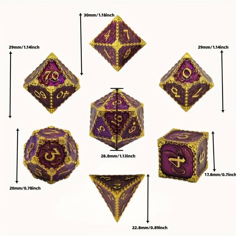 Metal Polyhedral Dice Set for D&D MTG RPG