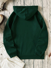 Cartoon Animal Print Casual Hooded Shirt with Kangaroo Pocket