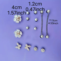 12PCS Shoe Accessories Faux Pearl & Flower & Butterfly Gift For Girls Women