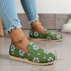 Women's Floral Print Slip On Sneakers Lightweight Walking Shoes