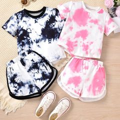 Girls Tie Dye T Shirt Set & Shorts Summer Clothes