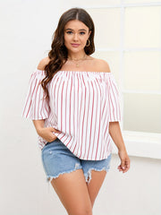 Stripe Off Shoulder Loose Blouse