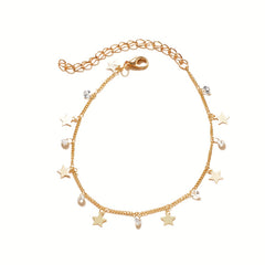 Star & Zircon Tassel Pendant Anklet Summer Yoga Beach Jewelry