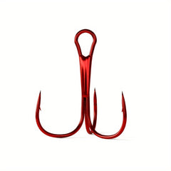 10pcs High Carbon Steel Treble Hooks Red Three claw Hooks Barbed Fishing Hooks