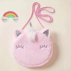 Girls Unicorn Plush Crossbody Bag for Kids