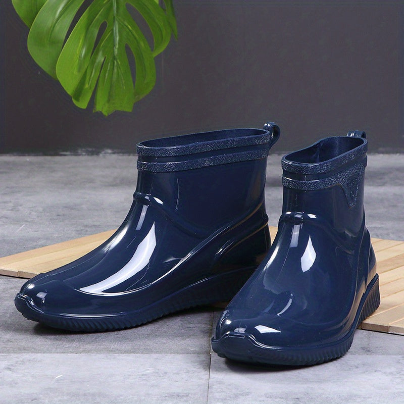 Men's Waterproof Mid Top Rain Boots for Outdoor Walking Fishing