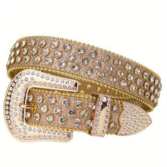 Sparkle Rhinestone PU Leather Western Cowboy Belt
