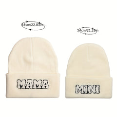 Parent Child Hat Mama Mini Letter Embroidery Woolen Knitted Hat