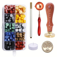 Tree Pattern Seal Stamp Kit Fire Lacquer Brass Seal Stamp Wax Set