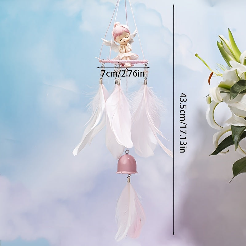Leather Feather Butterfly Wind Chime Pendant Home Decoration