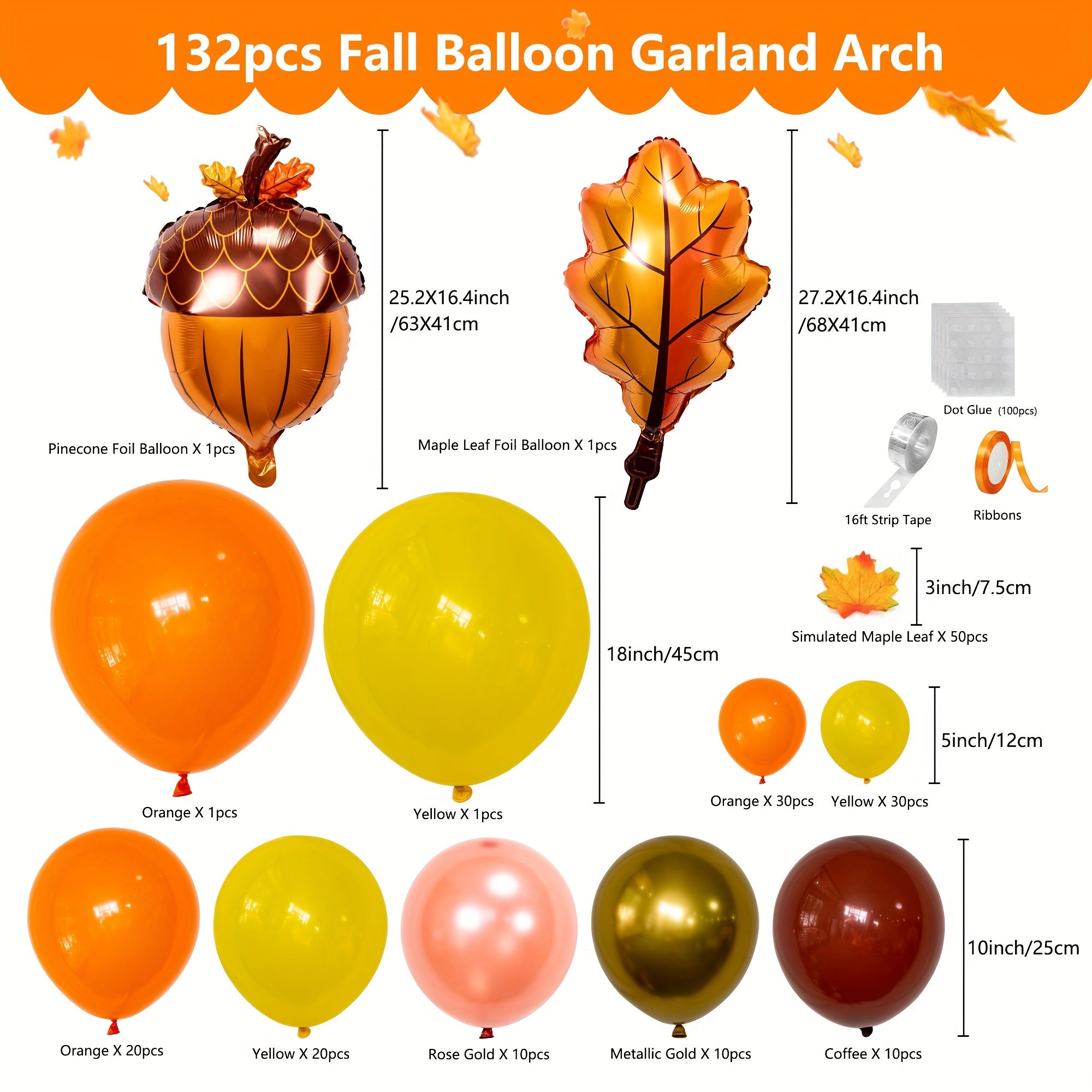 Fall Balloon Arch Thanksgiving Balloon Garland Kit Orange Brown Yellow