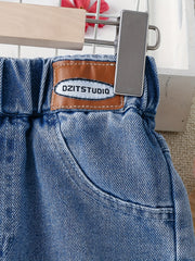 Toddler Girls Button Jeans Loose Wide Leg Denim Pants