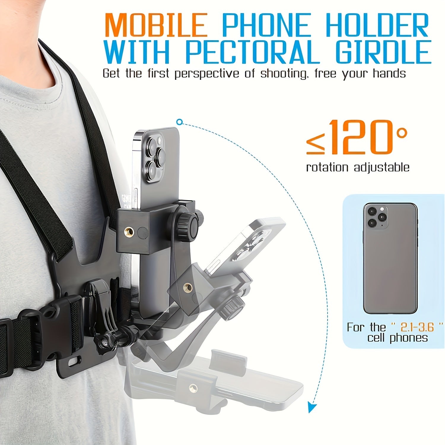 Universal Cell Phone Chest Harness Strap Holder Smartphone POV Video Clip