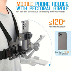 Universal Cell Phone Chest Harness Strap Holder Smartphone POV Video Clip