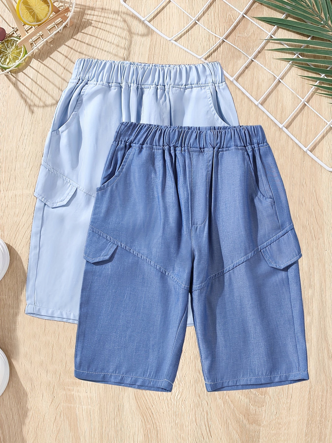 2pcs Boys Soft Denim Shorts Casual Summer Shorts