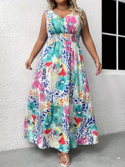 Leopard & Floral Print Maxi Tank Dress