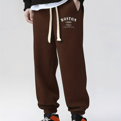 BOSTON Print Men's Sweatpants Casual Jogger Pants With Pockets