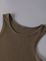 Love Print Crop Tank Top Crew Neck Sleeveless Casual Top