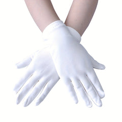 Silk Satin Gloves for Women Short Hand Protection Dance Performance