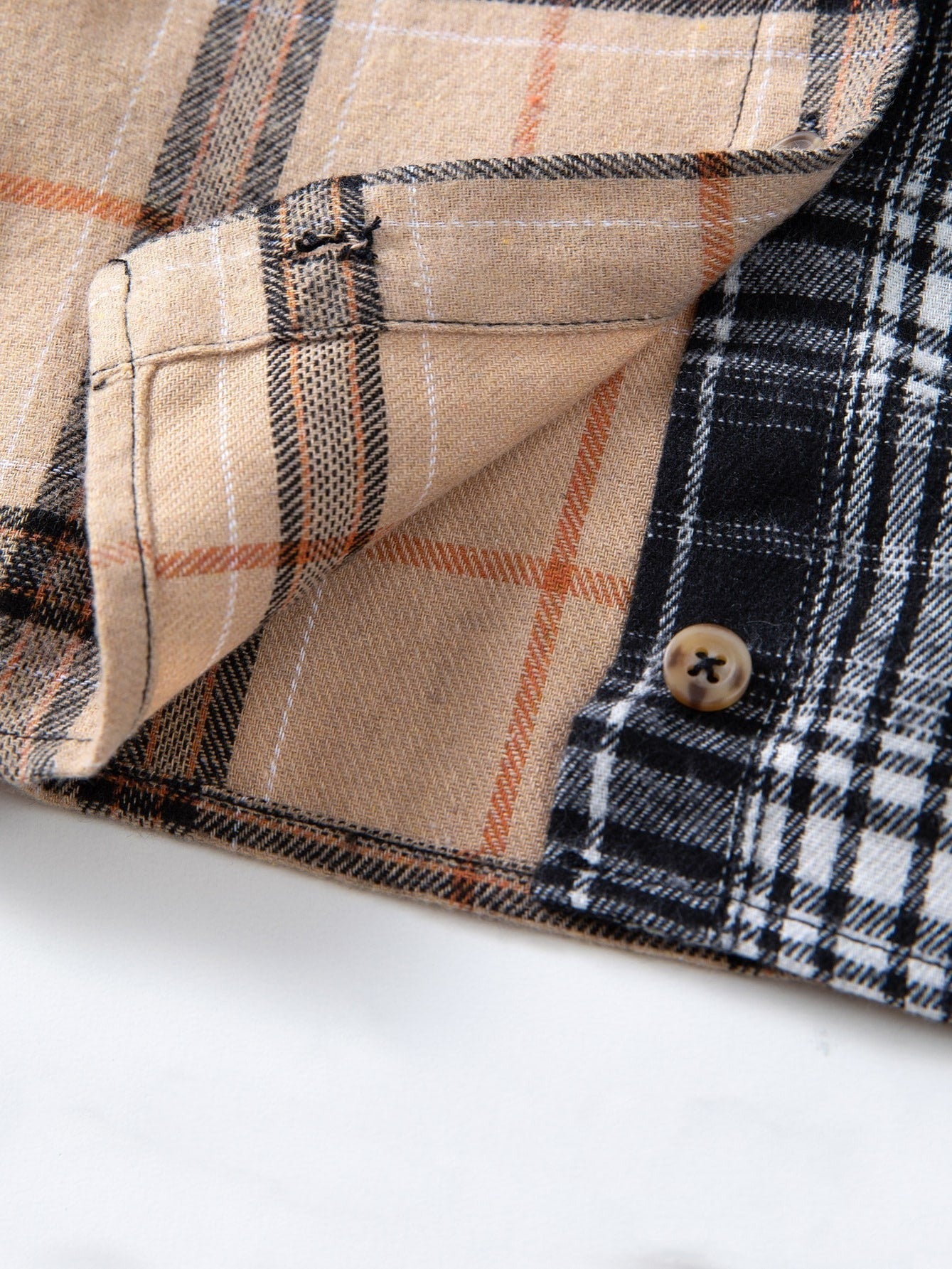 Girl s Plaid Patchwork Lapel Shirt