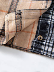 Girl s Plaid Patchwork Lapel Shirt