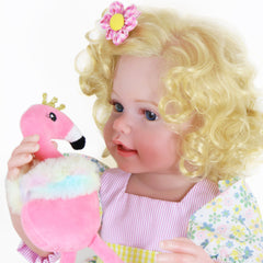 Flamingo Girl 3D Painted Skin Vinyl Rooted Hair Flamingo Plush Halloween