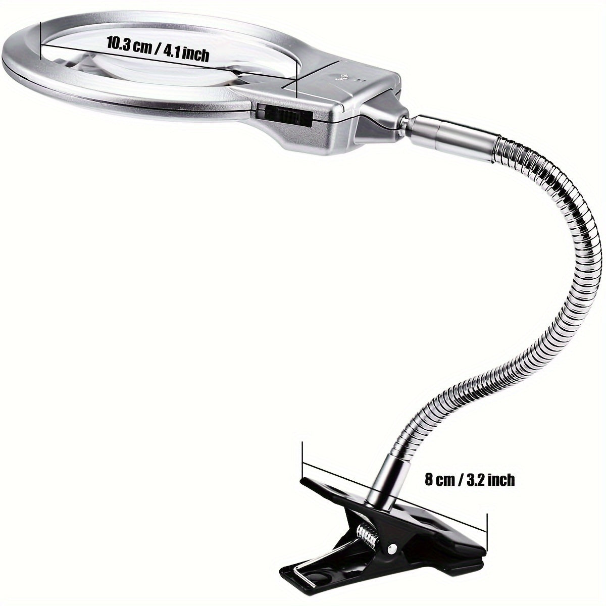 Clip On LED Desk Lamp 2x 5x Magnifying Glass for Map Reading & Tasks
