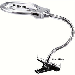 Clip On LED Desk Lamp 2x 5x Magnifying Glass for Map Reading & Tasks