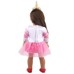 18" American Doll Unicorn Gauze Skirt Hair Band 2Pc Set Costume Accessories